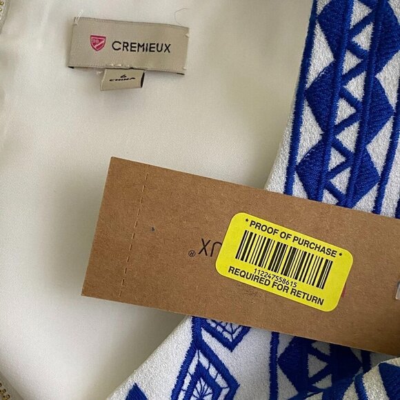 Cremieux NWT Sleeveless Sheath Dress, White Blue Embroidered Women's Size 6 - Picture 8 of 10